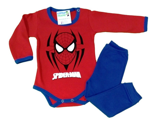Conjunto Spiderman Disfraz Bebe Body Manga Larga Pantalon 