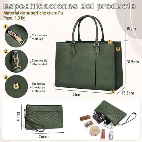 Maletin Mochila Laptop 15 Mujer Retro Ejecutivo Profesional