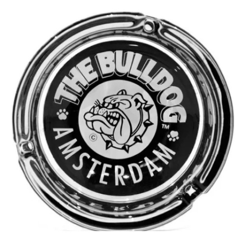 Cenicero Vidrio The Bulldog Amsterdam  Blanco Y Negro 