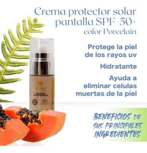 Protector Solar Facial Spf 50 Emikiu Con Color Porcelain 40g