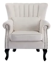Comprar Sillón Decorativo Moderno Capitoné Alado Color Crema