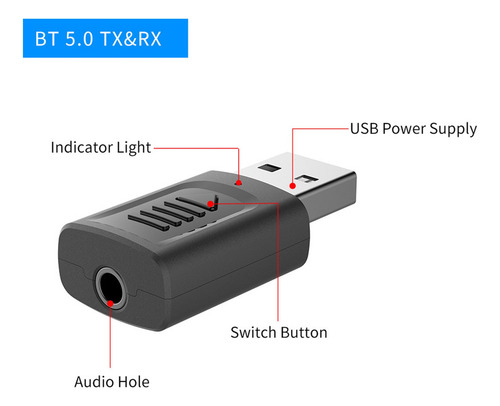 Transmisor Y Receptor Bluetooth 5,0 1 2 Dispositivos Y