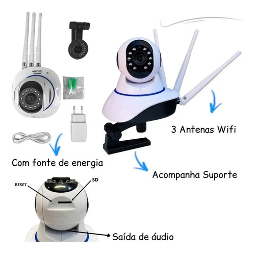 Câmera Robozinho Segurança Wi-fi 3 Antenas Kit 4 Câmeras