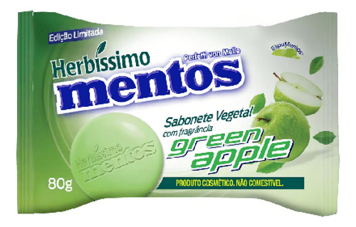 Sabonete Vegetal Herbíssimo Mentos 80g Tipo Green Apple