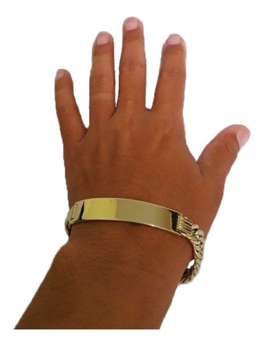 Pulseira Elos Duplos Placa 18 Gramas 8mm Ouro 18k
