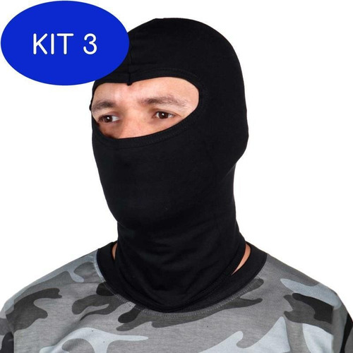 Kit 3 Balaclava De Coton Ninja Preta