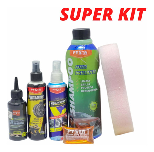 Super Kit Pysta Shampoo Silicona Llantil Kit Cadena Espuma