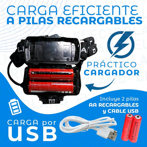 Imagen 4 de 10 de Linterna Minera Multipropósito Vincha 5 Leds Recargable Usb