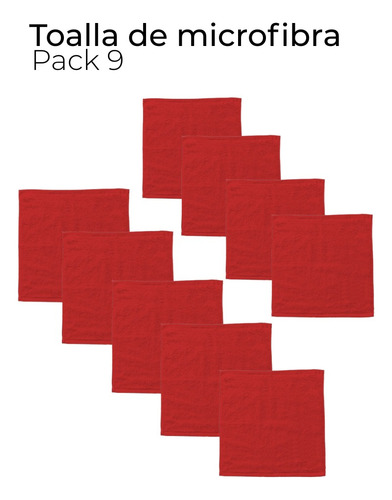 Frydom Pack 9pz Toalla Microfibra Absorbente Y Secado Rápido Rojo Lisa