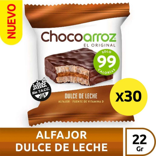 Alfajorarroz Chocoarroz Chocolate Dulce De Leche X30 Uni Sr