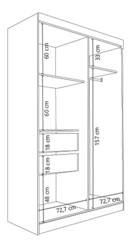 Imagen 4 de 10 de Ropero Placard Classic 2 Puertas 210x150 Wengue Blanco