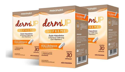 03 Dermup Supreme Acido Hialuronico 30 Caps Maxinutri Sabor Vitamina