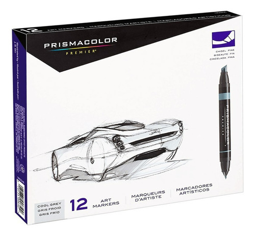  Marcador Doble punta Prismacolor Cool Grey con diseño de Profesional de punta fina/gruesa pack