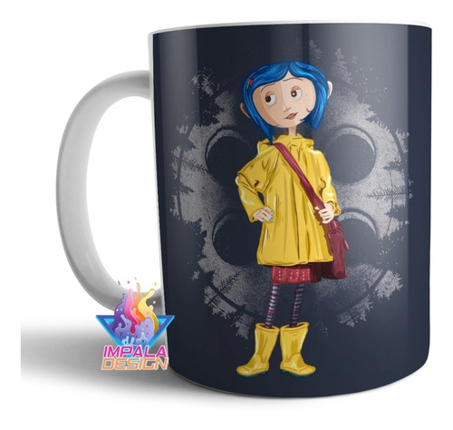 Taza De Ceramica Pelicula Coraline Y La Puerta Secreta Boton