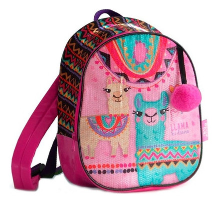 Mochila Llama No Drama Andina C/ Pompon - Vamos A Jugar Color Rosa chicle