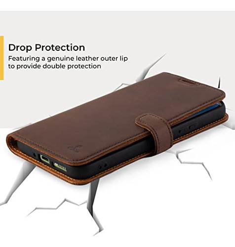 Funda Cartera Para Galaxy A34 Cafe Piel