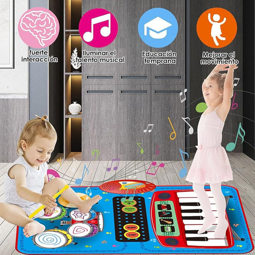Piano Musical Para Niños 2-en-1 Con Tambor