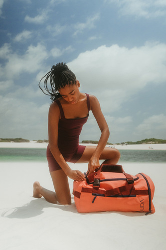 Sport Bag 2 Em 1 Kouda Ellis Cor Coral Desenho do tecido Liso