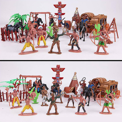 43x Acessórios Do Conjunto De Bonecas De Plástico West Cowbo