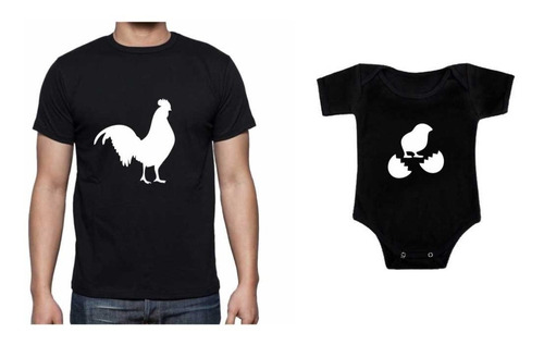 Remera Y Body Dia Del Padre Gallo Pollito