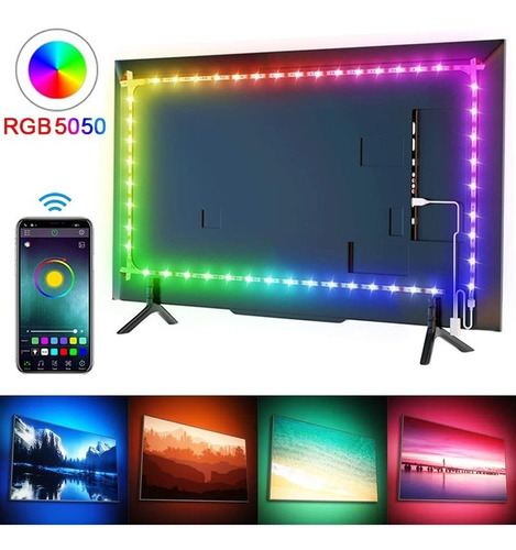 Fita Led Tv Smartv Monitor Colorida Rgb Usb Cpu Bluethooth