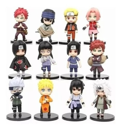 12 Figuras Anime Naruto 7cm Colección Con Base