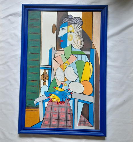 Oleo Cubista Copia De Picasso, Mujer Sentada Frente Ventana