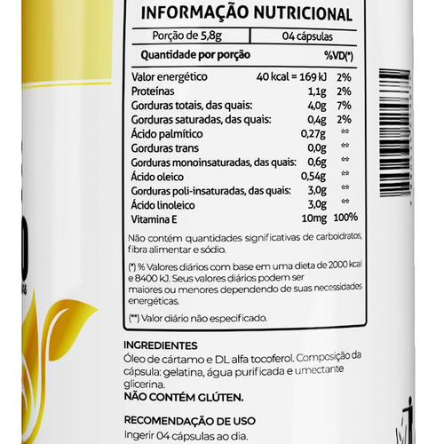 Imagem 3 de 3 de Óleo De Cártamo Com Vitamina E 1000mg 120cps Fitoprime