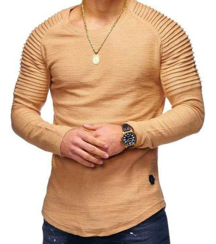 Playera Hombre Manga Larga Slim Fit Moda Casual Calidad