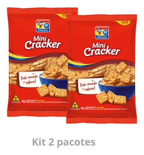 Kit Biscoito Salgado Mini Cracker Fortaleza 2 Pacotes 400g