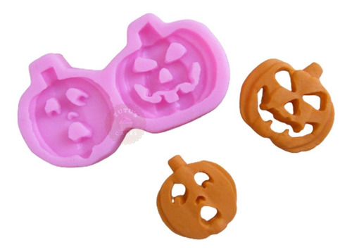 Molde Silicona Halloween Calabaza X2 Fondant Porcelana 