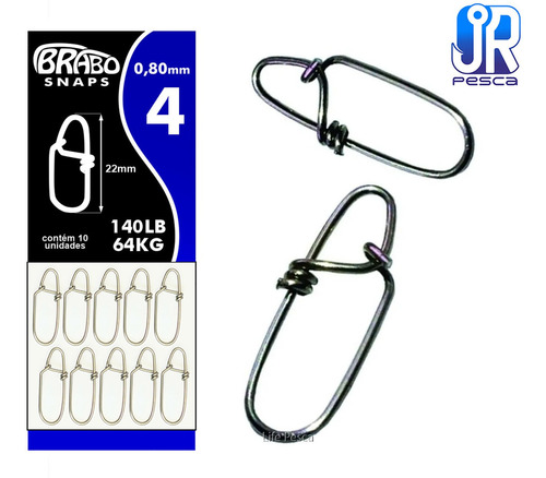 Snap Unilock Nº4 - Aço Inox Até 64kg - 10 Peças - Jr Pesca