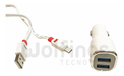 Cargador 12v Doble Entrada Usb + Cable Usb Tipo C Full Speed