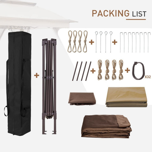 Carpa Toldo Gazebo Instantaneo 3x3 Bolsa Transporte Beige
