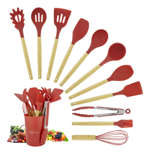 Juego Utensilios De Cocina Silicona Antiadher Durable 12 Pzs