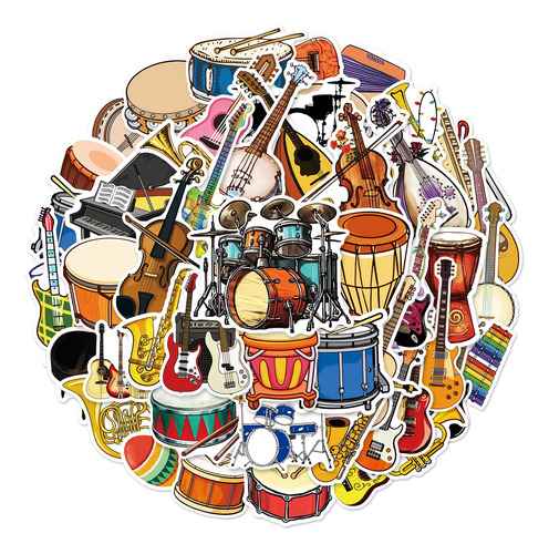 Calcomanias De Instrumentos Musicales  50 Calcomanias Music