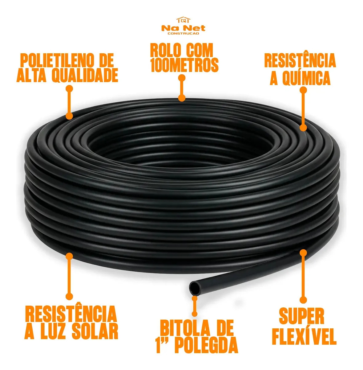 Mangueira Preta Irrigação 1 Polegada 2mm Rolo 100m Metros