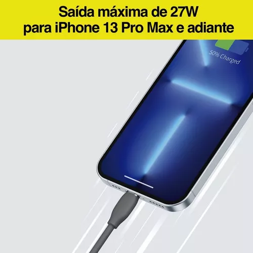 Cabo Usb-c Tipo C 20w Para iPhone 8 X 11 12 2 Metros Baseus Cor Cinza