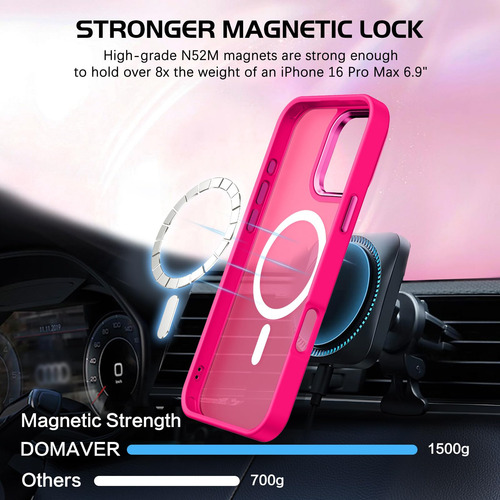 Funda Domaver Para Iphone 16 Pro Max 6.9 Pulgadas Mag Safe Rosa Encendido Nombre Del Diseño