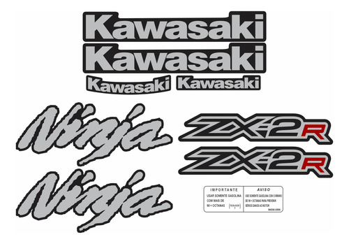 Adesivo Kawasaki Ninja 250r Zx 2r Faixa Emblema 25014 Zx2r