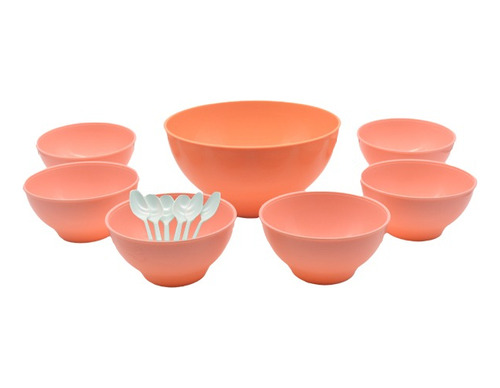 Set Postre Bowl Compoteras Plastico Cucharitas 13 Piezas 