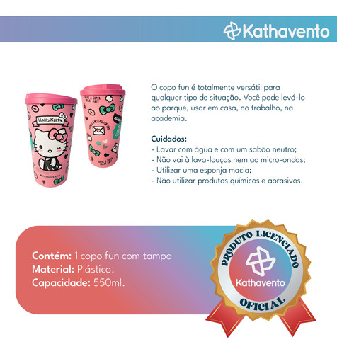 Kit 6 Copos Bucks Café Viagem Hello Kitty Com Tampa 550ml
