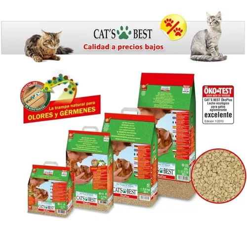 Cat's Best Arena para Gatos Aglomerante EcoPlus 10L (4,3 kg). Arena  Biodegradable Hasta 7 Semanas de Uso. Lecho para Gatos de Fibra Vegetal  Aglutinable. : : Productos para mascotas