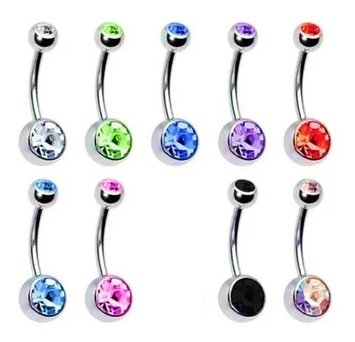 Piercing Ombligo Doble Strass X 2 Aritos Acero Quirurgico