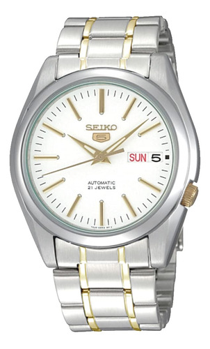 Reloj Deportivo Mecánico Seiko Con Esfera Blanca 5 Sports