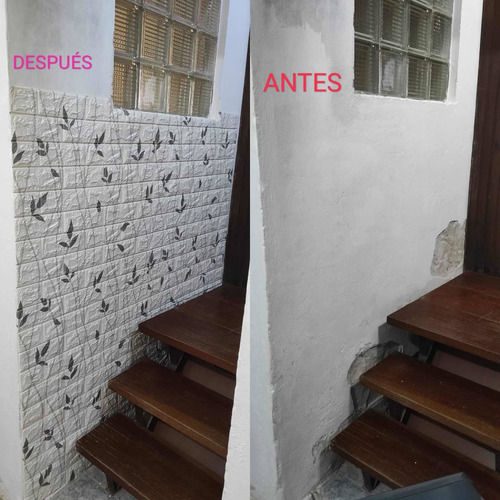 Imagen 3 de 4 de Revestimiento Placa Autoadhesiva Ladrillo 3d 70x77cm Pared