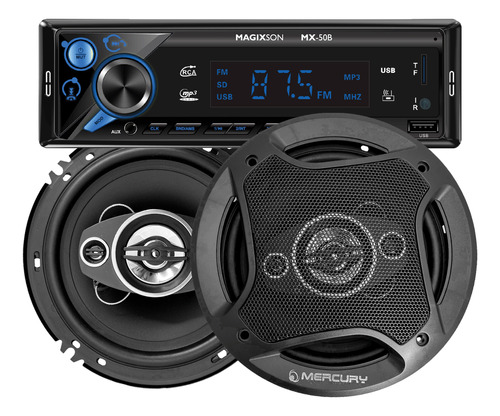 Combo Estereo Bluetooth Auto Led Parlantes 6 Pulgadas Bomber