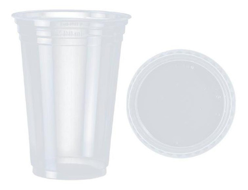 Copo 440ml Pp E Tampa Sem Furo Doces Descartável 50 Unidades