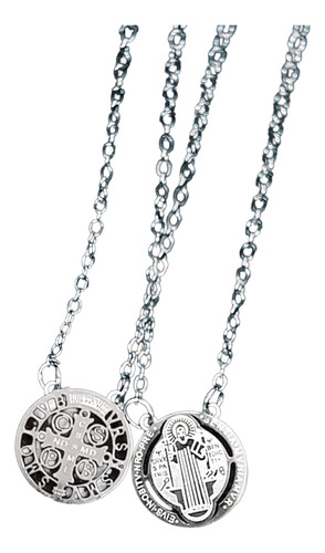 Escapulários Amuletos Aço Inox 316l Prateado São Bento Vazado