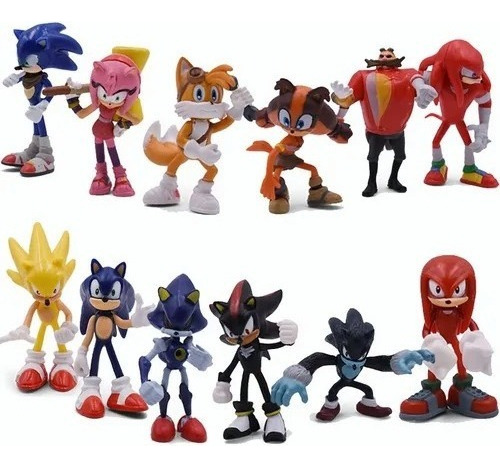 Kit 12 Miniatura Super Sonic Boom Tails Robotnik Knuckles Am